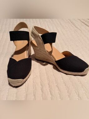 Black Espadrille Wedge Sandals - Alex Marie 6.5